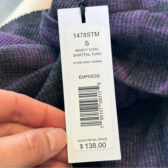 Michael Stars Black Purpler Tie Dye Marcy Cowl Neck Storm Wash Thermal Sz S NWT - Picture 8 of 13